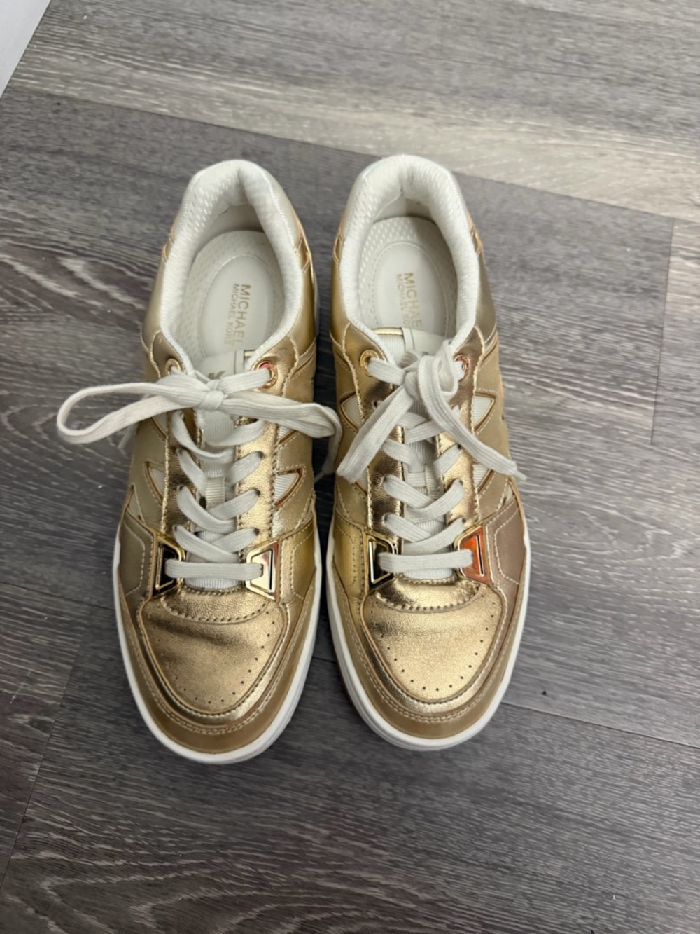 Michael Kors Metallic Gold Low-Top Sneakers - Picture 2 of 2